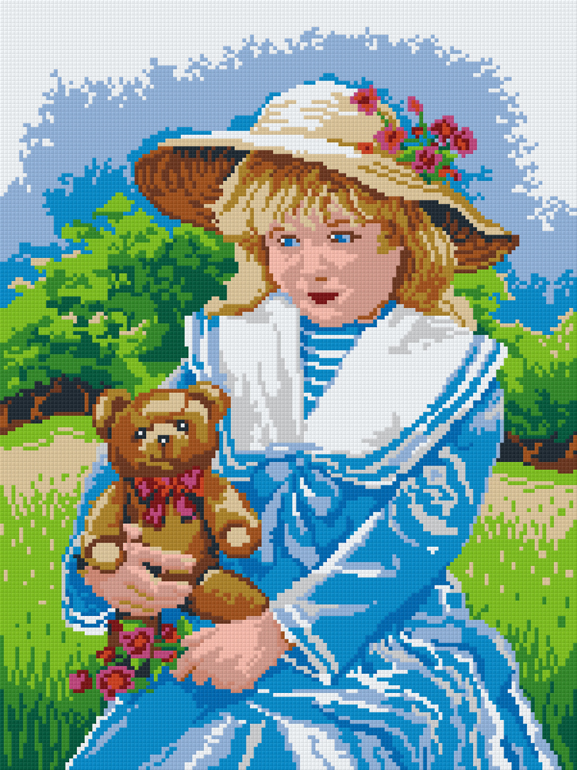 Girl and Her Teddy Fifteen [15] Baseplate PixelHobby Mini-mosaic Art Kit image 0